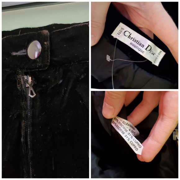 EUC CHRISTIAN DIOR Black Velvet Knee-Length Skirt Medium - Picture 7 of 7